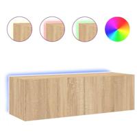 Tv-wandmeubel met LED-verlichting 100x35x31 cm sonoma eiken - thumbnail