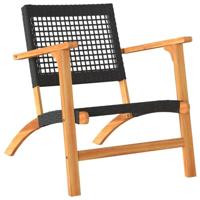 3-delige Bistroset poly rattan en massief acaciahout zwart - thumbnail