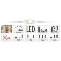 S.I.A. zilverdraad kerstverlichting op batterij 95cm 20 led lampjes - thumbnail