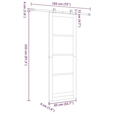Schuifdeur met Hardware Set 83x232 cm Massief Grenen