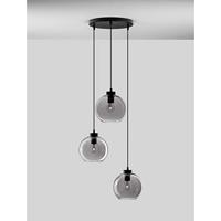 Lyora HanglampPalmer 3-lichts rond zwart met smoke glas - 9241140 - thumbnail