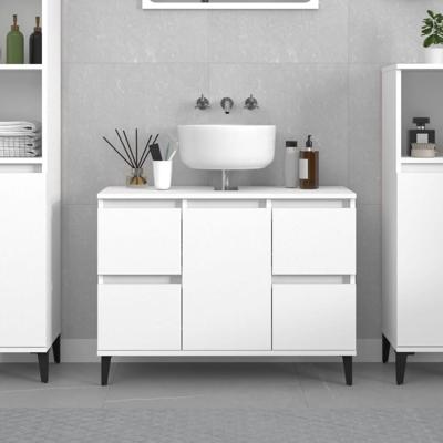 Wastafelkast 80x33x60 cm bewerkt hout wit Wastafelkast 80x33x60 cm bewerkt hout wit