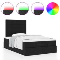 Ottoman bed met matras en LED's 120x190 cm stof zwart - thumbnail