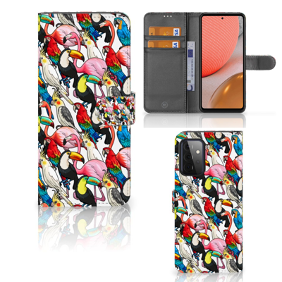 Samsung Galaxy A72 Telefoonhoesje met Pasjes Birds Samsung Galaxy A72 Telefoonhoesje met Pasjes Birds