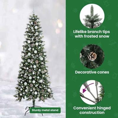 VidaXL Kunstkerstboom met 300 led groen 210 cm pvc en plastic en staal