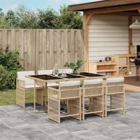 7-delige Tuinset met kussens poly rattan beige - thumbnail