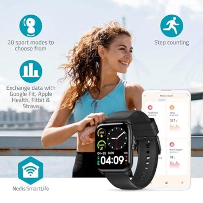 Nedis SmartLife-Watch - LCD - IP68 - Maximale gebruiksduur: 14400 min - Android/IOS - Zwart