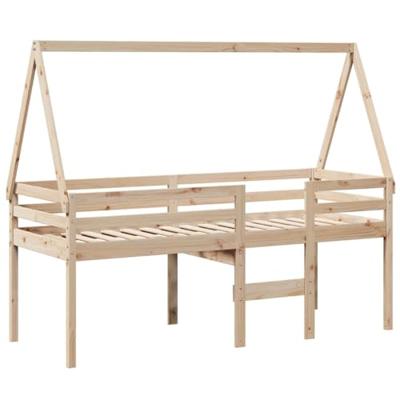 Hoogslaper met bedhuis massief grenenhout 80x200 cm