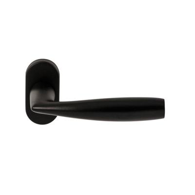 Hardbrass Deurkruk Naxos op ovaal rozet - zwart