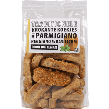 Buiteman Traditionele Krokante Koekjes met Parmigiano Reggiano & Basilicum 100 g bij Jumbo Buiteman Traditionele Krokante Koekjes met Parmigiano Reggiano & Basilicum 100 g bij Jumbo