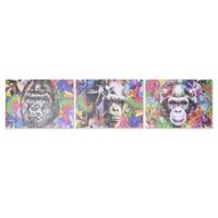 Schilderij DKD Home Decor Gorilla Modern (70 x 1,8 x 50 cm) (3 Stuks) - thumbnail