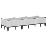 VidaXL Plantenbak met pinnen 125x40x28,5 cm polypropeen wit - thumbnail