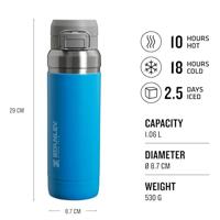 Stanley The Quick-Flip Water Bottle 1.06L / 36oz Thermosfles Azure 1,06L - thumbnail