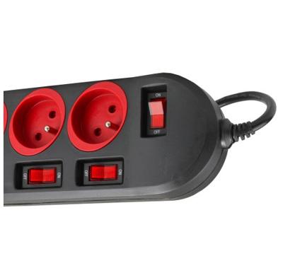 Maclean MCE204 power uitbreiding 1,5 m 5 AC-uitgang(en) Binnen Zwart, Rood - thumbnail