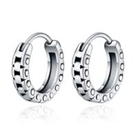 LGT JWLS Heren Oorringen - Roestvrij Staal, Zilverkleurig, Stoer Schakel Patroon - thumbnail