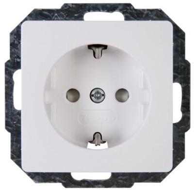 KOPP - Wandcontactdoos - Paris HK05 - Inbouw - 1-voudig Enkel Stopcontact - Randaarde - Kinderbeveiliging - Arctic Glans Wit