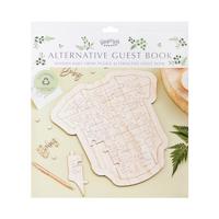 Ginger Ray BAB-126 Botanical Baby Gastenboek Houten Puzzel Romper - thumbnail