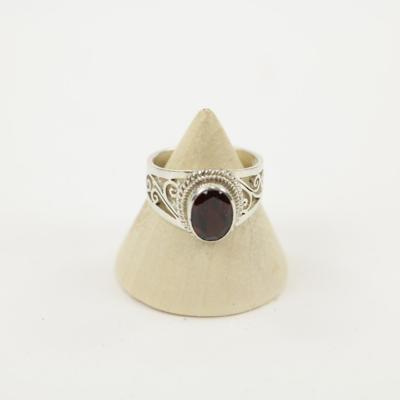 Zilveren Ring met Granaat Maat 16,5 - Model 3 (Sterling Zilver 925)