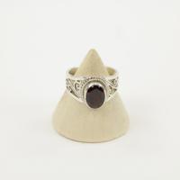 Zilveren Ring met Granaat Maat 16,5 - Model 3 (Sterling Zilver 925) - thumbnail