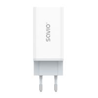 SAVIO LA-07 GaN 65W netvoeding oplader, USB, QC4.0+, PD 3.0, Wit - thumbnail