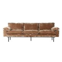 HKliving Retro Sofa 4-zitsbank - Velvet Corduroy - Aged Gold - thumbnail