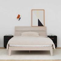 Nachtkastjes 2 st 40x34x55 cm massief grenenhout zwart - thumbnail