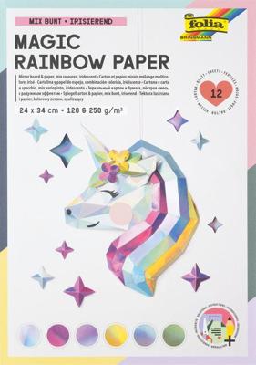 Regenboogpapier en karton folia 24x34 12vel 6tint | 5 stuks