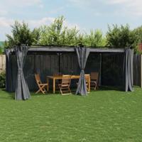 Prieel met gordijnen 6x3 m staal antracietkleurig - thumbnail
