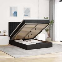 Ottoman bed met matrassen en LED's 140x200cm fluweel zwart - thumbnail