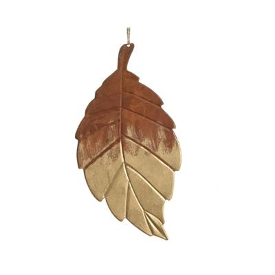 Blad ijzer goldwash l10.5b20.5 bruin kerstboomversiering kerst Decoris - Decoris