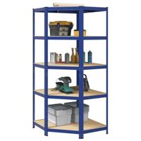 Hoekrek 5-laags staal en bewerkt hout blauw - thumbnail