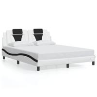 Bedframe met LED-verlichting kunstleer wit en zwart 160x200 cm - thumbnail