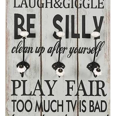 Wandkapstok met 6 haken THANK YOU 120x40 cm Wandkapstok met 6 haken THANK YOU 120x40 cm