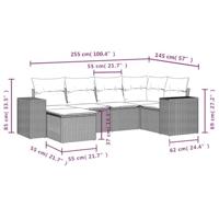 6-delige Loungeset met kussens poly rattan zwart - thumbnail