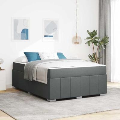 Bedframe met matras Donkergrijs 140 x 200 cm Stof