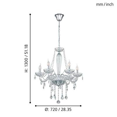 Eglo KroonluchterBasilano 1 72cm 6-lichts grijs - 39099