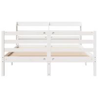 Bedframe met hoofdeinde zonder matras 140x200 cm wit - thumbnail
