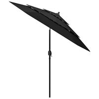 Parasol 3-laags met aluminium paal 2,5 m zwart - thumbnail