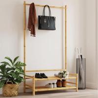VidaXL Kledingrek met schappen 103x40x183 cm bamboe - thumbnail