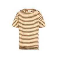 LIL' ATELIER MINI gestreept T-shirt Eddy van biologisch katoen camel/beige - thumbnail