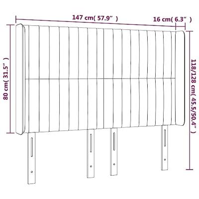 Hoofdbord met randen 147x16x118/128 cm stof blauw