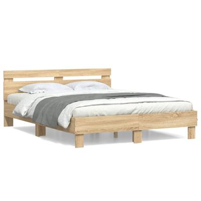 Bedframe met hoofdeinde bewerkt hout sonoma eiken 140x200 cm