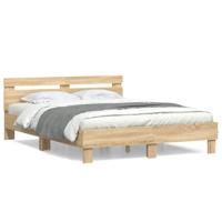 Bedframe met hoofdeinde bewerkt hout sonoma eiken 140x200 cm - thumbnail