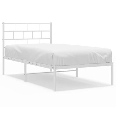 Bedframe met hoofdbord metaal wit 90x190 cm