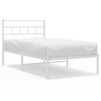 Bedframe met hoofdbord metaal wit 90x190 cm - thumbnail