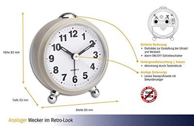 TFA Dostmann 60.1030.09 Wekker Kwarts Beige Alarmtijden 1 - thumbnail