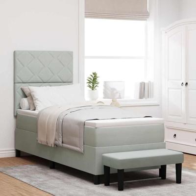 Boxspring bed met matras Lichtgrijs 80 x 200 cm Fluweel