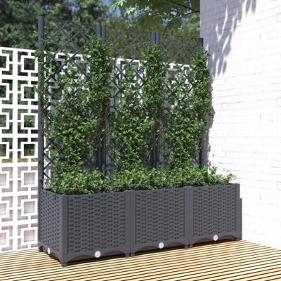 VidaXL Plantenbak met latwerk 120x40x136 cm polypropeen blauwgrijs