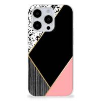 iPhone 15 Pro | TPU Hoesje | Zwart Roze Vormen - thumbnail