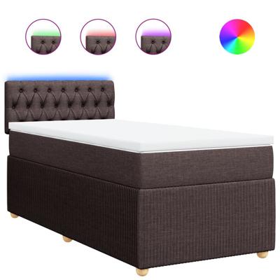 Boxspring met matras stof donkerbruin 90x200 cm - thumbnail